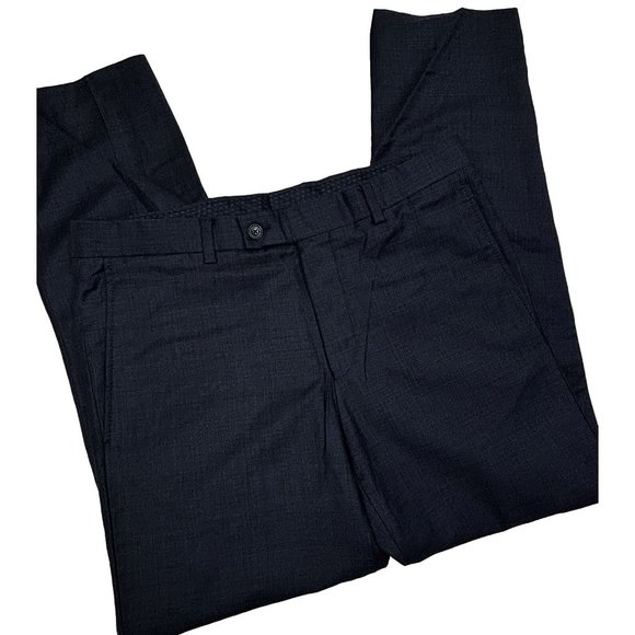 Ted Baker Other - Ted Baker Dress Pants Mens 35R Navy Blue Jefferson 100% Wool Straight Flat Front